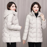 Down Cotton-Padded Jacket Female Long Warm Cotton-Padded Jacket 2024 New Korean Version Fashion Pure Color