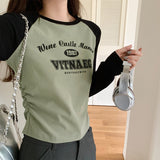 Yipinpay Spice Girl Vintage Long-Sleeved T-Shirt A New Autumn T-Shirt With A Round Collar And A Short Blouse