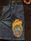 Yipinpay Baggy Jeans Y2K Original Hip-Hop Vintage Pattern Jeans Street Men Rest