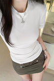 Vintage Round-Necked Short-Sleeved T-Shirt A New Summer Spicy Girl Looks Thin, Casual And Beautiful T-Shirt.