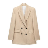 Yipinpay New Women's Double-Breasted Suit Jacket Straight Trousers 8194394 8003394