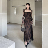 Yipinpay Pure Wants To Show Chest Lace A Dress Autumn New Literary Retro Style Dress Girl