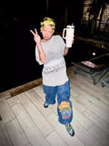 Yipinpay Baggy Jeans Y2K Original Hip-Hop Vintage Pattern Jeans Street Men Rest
