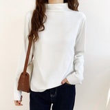 German Velvet Half-High-Necked White Bottomed Blouse In Autumn And Winter With A Standing Collar To Show A Thin And Thickened Frosted Blouse
