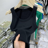 Yipinpay Girls Tight Anti-Smooth Threaded Vest Women's Spring And Summer Suit Slim Top Ins Tide