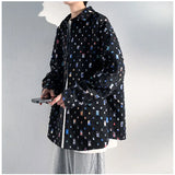 Yipinpay Men  Plaid Shirts Fashion Colorful Oversized Hollowed Out Shirt Casual Large Size Patch Blouses Long Sleeve Jacket Male Clothes