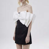 Yipinpay Bowknot Patchwork Bodycon Dress For Women Evening Mini Dress Sleeveless Backless Party Dresses Strapless Short Dress