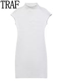 Yipinpay 2023 Knitted Dresses For Women Beige Mini Bodycon Dress Women Sleeveless Elegant Sexy Short Dresses Woman Party Dress