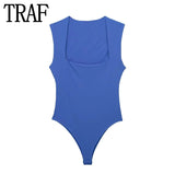 Yipinpay 2023 Black Body Woman Square Neck Sexy Lingerie For Women Body Sleeveless Bodysuit Women Wide Straps Bodycon Summer Tops
