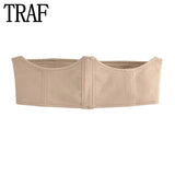 Yipinpay 2023 Woman Summer Bustier Top Woman Off Shoulder Corset Tops For Women Y2k Streetwear Zip Backless Sleeveless Sexy Top