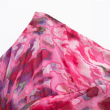 Yipinpay Print Ruffle Dress Woman Asymmetric Chiffon Long Dress Women Off Shoulder Backless Sexy Summer Dresses Ruched Party Dresses