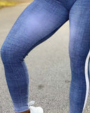 Yipinpay women fashion 2023 new fashion casual Denim Look Print High Waist Tummy Control Butt Lift Leggings women's tbottom Sporty
