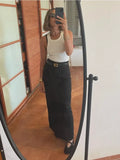 Yipinpay Patchwork High Waist Slim Long Skirt Female Solid High Street Elegant Fashion Seamless Vintage White Women's Maxi Skirt