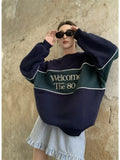 Yipinpay Women Sweatshirt Korean Casual Pullover New Vintage Loose Letter Print Top Fashionable Versatile Temperament Female Wear