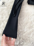 Yipinpay Fashion Sexy Two Pieces Suits Bandage One Shoulder Long Sleeve Short Tops+High Waist Shorts Women Hotsweet Casual Suit