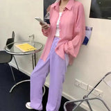 Yipinpay for Women Blouse Long Sleeve Top Female Chiffon Loose Cardigan Thin Sexy Solid Color Casual Shirt