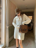 Yipinpay Autumn Knitted Y2k Mini Dress Elegant Sweater Woman Pure Color Korean Fashion Dress Casual Party Long Sleeve Dress Design