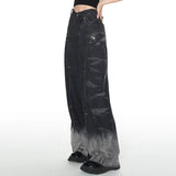 Yipinpay Hop Irregular Vintage Fashion Spring Autumn Denim Trousers Woman Pocket Splicing With High Waist Wide Leg Baggy Jeans Women