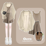 Yipinpay Women's Tracksuit Suit 2024 Summer New Casual Sunscreen Shirt Top Vest Shorts Three Piece Korean Chic Blouse Pants Matching Set