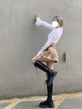 Yipinpay Pleated Micro Skirt Women Korean Fashion Casual Button Pocket Patchwork High Waist A-line Sexy Mini Skirt Streetwear