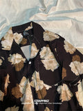 Yipinpay Floral Short-sleeved Shirt Japan Retro Women's Summer Korean New Oversized Large Size Hong Kong Style Design Nice Blouse