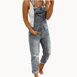 Yipinpay Sale Suspenders Denim Jumpsuit For Women Fashion Ripped Jeans Jumpsuit Casual Female Clothing S-3XL Drop Shipping