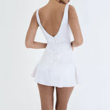 Yipinpay Elegant Summer A Line Jacquard Dress Lovely White Casual V Neck Birthday Party Dresses White Lace Women Dresses 2023