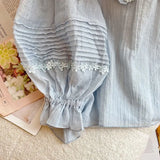 Yipinpay Ruffle Chiffon Shirt Women Loose Sweet Wide Leg Pants Short Shorts Sets Korean Blouse Spring New Tops 2 Piece Sets Ruched