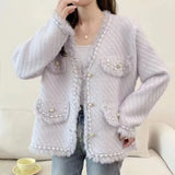 Yipinpay Mink Fleece Knitted Cardigan Women 2024 Autumn/Winter Long Sleeve Fragrance Coat Temperament Versatile Tassel Female