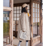 yipinpay Womens White Fashion Warm Down Clothes Korean Simplicity Baggy Coat Casual Medium And Long Ladies Puffer Padded Outwear Winter