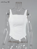 Yipinpay Casual White Tank Corset Tops Women Square Collar Sexy Triangle Sleeveless Camis Office Lady Black Summer Tops 2023