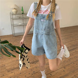 Yipinpay For Women Summer Denim Shorts Korean Style Wide Leg Jeans Pants Light Blue High Waisted Baggy Casual Fashion Shorts