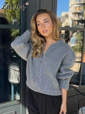 Yipinpay New Spring Zipper Sweater Women's Elegant Knitted Long Sleeve Bomber Jacket Female Round Collar Lady Casual Street Chic Top