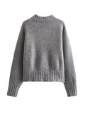 Yipinpay New Women Gray Knit Bomber Jacket Long Sleeve O Neck Female Autumn Winter Casual Coat