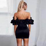 Yipinpay Satin Elegant Sexy Party Summer Dress Women Off Shoulder Backless Mini Dresses Strapless Solid Bodycon Club Vestido New