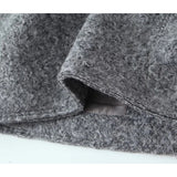 Yipinpay Vintage Women Gray Cropped Woolen Jacket Long Sleeve Pockets Female Autumn Winter Short Coat
