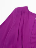 Yipinpay Purple Long Dress Women Wrap Satin Midi Dress Woman Long Sleeve Elegant Party Dresses For Women 2023 Evening Dresses