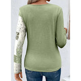 Yipinpay Women's Blouse Shirt Top Autumn Print Long Sleeve O-Neck Sequined Casual Knitted T-shirt 2024 Women Beach Vacation Clothing Tops