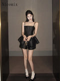 Yipinpay Industry Diamond Bow Spicy Girls Strap Tank Top Women Spring High Waist Wide Leg Short Black Two Piece Set Women Outfits
