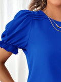 Yipinpay Women's Blouses Top 2024 Summer New Fashion Red O Neck Lantern Short Sleeve Streetwear Casual Black Shirts For Women Clothing