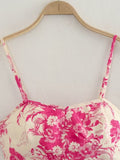 Yipinpay Print Crop Top Woman Summer Pink Sexy Tops For Women 2023 Sleeveless Backless Floral Top With Straps Streetwear Corset Tops
