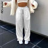 yipinpay Pants Wide Leg Trousers Women Sweatpants Jogging Y2k Streetwear Women Fashion Clothing Solid Cargo Pants High Waist Pants
