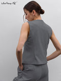 Yipinpay Gray Office Two Pieces Pants Suits Blazers Vest And Wide Leg Pants Women Sets Business Casual Ladies Outfits 2023