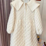 Yipinpay Down Collar Cotton-padded Doll Top Quilted Black Parkas Overcoat Thick Autumn Winter Single Breasted Parkas Jacket Size