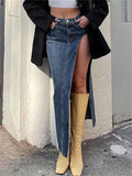 Yipinpay 2024 Summer Split Out Denim Skirt Jeans Women Casual Long Skirt Low Waisted Jean Streetwear New Midi Pencil Skirt Y2k New
