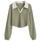 Yipinpay Spring and Autumn New Fashion Short Polo Sweatshirt+Wide Leg Pants Two Piece Women's Sportswear Set Korean Elegant Clothing