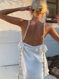 Yipinpay Backless Rhinestone Straps Short Dress Elegant Women Summer Sleeveless Cowl Neck Party Mini Dress Evening Gown Vestidos 920