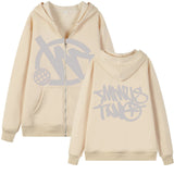 Yipinpay Zipper Hoodie Minus Two Pattern Printing Solid Color Oversized Clothing 2023 New Punk Harajuku Leisure Best Selling Hoodie