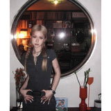 yipinpay Women's Grey Dress Europe and America Self Cultivation Zipper Skirt Temperament Summer 2023 NEW Female Clothing Short Skirt