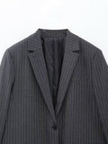 Yipinpay Striped Long Blazer Women Grey Fashion Woman Blazer 2023 Casual Long Sleeve Elegant Womens Jackets Office Female Suit